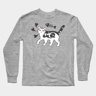 Doodle American Shorthair Cat Long Sleeve T-Shirt